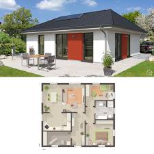 Moderner Bungalow Neubau Mit Walmdach Architektur 3 Zimmer Grundriss Barrierefrei 90 Qm Massivhaus Schlusse Bungalow Hausplane Fachwerkhaus Plane Walmdach