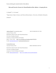 Pdf Risk And Protective Factors For Mental Health In Elite Athletes A Scoping Review