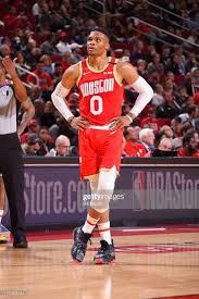 Russell Westbrook Of The Houston Rockets Looks On During The Game In 2020 Houston Rockets Westbrook Basketball Players Nba