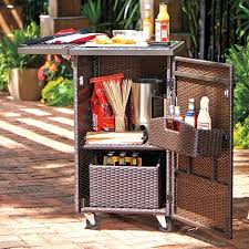 Outdoor Resin Wicker Prep Station Grill Accessories Storage Modern Outdoor Living Outdoor Garden Storage