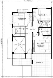 Prosperito Single Attached Two Story House Design With Roof Deck Mhd 2016023 Pinoy Eplans Two Story House Design Bedroom House Plans 2 Storey House Design
