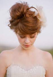 Romantic Wedding Updo Swirly Sophisticated Russet Updo With Bangs Pretty Designs Pretty Hairstyles Wedding Hairstyles Bridal Hair