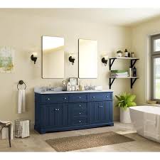 Double Sink Navy Blue Bath Vanity