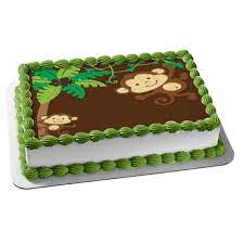 Mod Monkey Love First Baby Shower Birthday Cake Topper Edible Frosting Image 1 4 Sheet Walmart Com