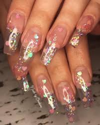 See more ideas about manicure, nail art, minimalist nails. 33 Gorgeous Clear Nail Designs To Inspire You Clear Glitter Nails Clear Acrylic Nails Summer Acrylic Nails