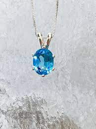 Blue Topaz Solitaire Necklace December Birthstone Necklace Etsy Blue Topaz Jewelry December Birthstone Necklace Blue Gemstone Necklace