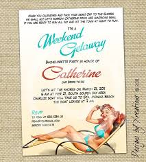 Retro Pinup Girl Weekend Getaway Invitation By Pinkpapertrail Destination Wedding Invitation Wording Wedding Invitation Etiquette Words Destination Birthday