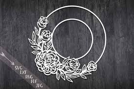 Download Flower Wreath Paper Cut Svg Monogram Flowers Papercutting Template By Kartcreation Thehungryjpeg Com
