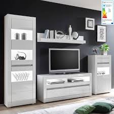 Wohnwände modern in großer auswahl günstig online kaufen. Moderne Wohnwand Cogo 61 In Weiss Hochglanz Inkl Led Und Mit Griffmuld