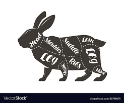 Cut Meat Rabbit Poster Butcher Diagram And
