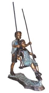 Boy And Girl On Swing Garden Bronze 29410 Statue Garden Figurines Bronze
