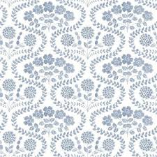 Black and white floral wallpaper removable flowers peel and stick waterproof repositionable peelable beautiful detailing. Fh4023 Blue White Folksy Floral Wallpaper