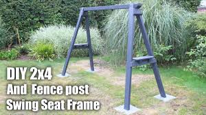 I had multiple requests to design a porch swing stand that features a gable in most of the cases, you need a friend to give you a hand when assembling the wooden swing stand. Diy Free Standing Porch Swing Frame Made From 2x4 And A Fence Post Youtube