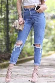 Yirtik Paca Boyfrend Bayan Kot Pantolon Moda Stilleri Giyim Kadin Giyim