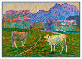Counted cross stitch is the process of stitching little xs of thread into a picture. Landscape With Cows By Giovanni Giacometti Counted Cross Stitch Chart Pattern 751499642232 Ebay