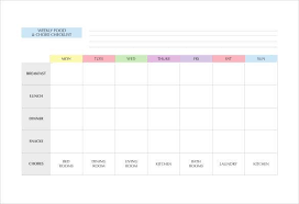 30 Weekly Chore Chart Templates Doc Excel Free