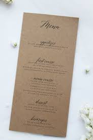Modern Rustic Menus Premium Kraft Cardboard Modern Rustic Printed Cards Menu