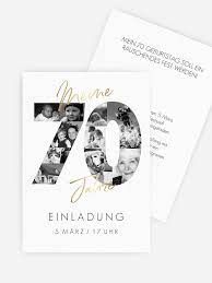 Einladungskarten 70 Geburtstag Fotojahre