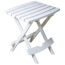 Adams Manufacturing Quik Fold White Patio Side Table 8500 48 3700 The Home Depot Patio Side Table Outdoor Side Table White Side Tables