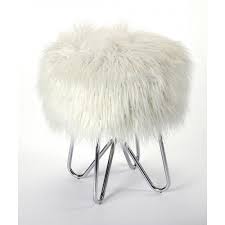 This colorful chair will brighten your home or office decor. White Faux Fur Silver Legs Vanity Seat Footstool Faux Fur Stool Fur Stool Stool