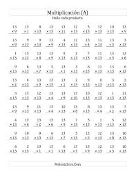 La Hoja De Ejercicios De Matematicas De Multiplicar Por 13 Hasta 169 A De La Pag Ejercicios Tablas De Multiplicar Resta De Fracciones Matematica Ejercicios