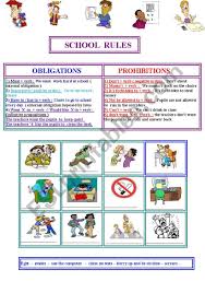 They are different from normal verbs like work, play, visit. they give additional information about the function of the main verb that follows it. School Rules Prohibitions And Obligations Esl Worksheet By Patou