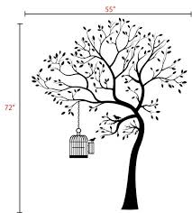 Bird On Tree Drawing For Kids Decals By Digiflare Wall Decal Big Tree Bird W Cage Deco Art Sticker Mural Tree Wall Decal Wall Decals Kids Wall Decals