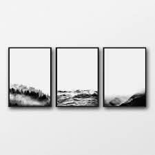 Print Set Of 3 Prints Black And White Minimalist Print Set Etsy Minimalist Prints Nature Prints Minimalist Landscape