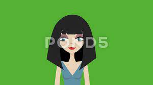Cartoon Green Screen Video Footage Girl Changing Hairstyles Stock Footage Ad Screen Video Cartoon Green Greenscreen Cartoon Green Screen Video