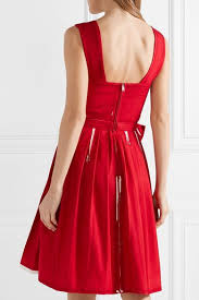 Red Printed Pleated Cotton Poplin Dress Prada Poplin Dress Dresses Coctail Dresses