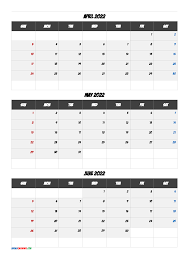 Calendar April May June 2022 Q1 Q2 Q3 Q4 In 2020 Calendar Printables January February March Calendar Template