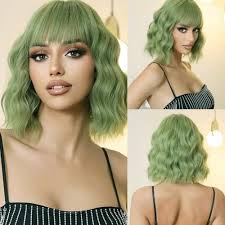 Amazon.com: MapofBeauty 28 Inch/70cm Beautiful Special Color Air Bangs Long  Wavy Curly Lolita Cosplay Wig (Light Sea Green) : Clothing, Shoes & Jewelry