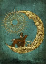 Moon Travel Metal Poster Print Eric Fan Displate Moon Art Steampunk Art Travel Art Print