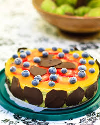 Green Tea Yogurt Mousse Cake With Sponge Cake Mango Jelly Glaze Yogurt Mousse Cake Mango Jelly Yogurt Mousse