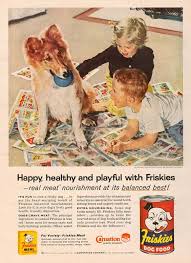 1957 Friskies Dog Food Ad Douglas Crockwell Illustration Friskies Dog Food Recipes Dogs