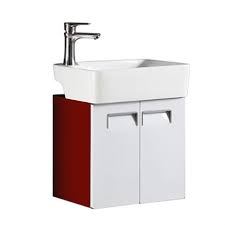 Bathroom red round glass basin vanity sink faucet + waterfall mixer tap set. Shop Romania Contemporary Wall Mount Bathroom Vanity Cupboard In Red Color With Ceramic Sink
