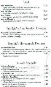 Every day $5 +tax lunch special, 2 slices of pizza and 1 drink. Frankie S Italian Kitchen Menu In Tarzana California Usa