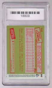 This is a 1985 topps roger clemens rookie baseball card. Sold Price Graded Gem Mint 10 Roger Clemens 2006 Topps Rookie Of The Week 3 Of 25 Card April 3 0120 10 30 Am Cdt