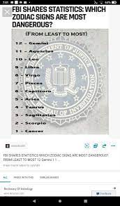 Cancer, being three signs away, has potential for a toxic situation too, as does capricorn. Zodiac Signs Accurate Fbi Stated Most To Least Dangerous Zodiac Signs Wattpad