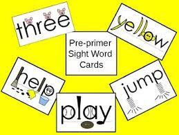 Pre Primer Sight Word Flash Cards With Picture Cues Sight Word Flashcards Pre Primer Sight Words Sight Word Cards
