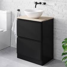 vanity sink, black sink, black cabinets