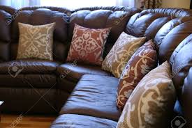 Check spelling or type a new query. Pillows On A Brown Leather Sofa Stock Photo Picture And Royalty Free Image Image 13403218