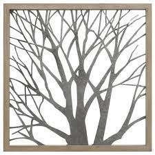 Galvanized Metal Tree Wall Art With Wood Frame Metal Tree Wall Art Metal Tree Art Gallery Wall