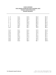 Tim olimpiade geografi indonesia kunci jawaban soal seleksi olimpiade sains nasional 2013 tingkat kabupaten/kota bidang geografi 1. Kunci Jawaban Osk Geografi 2013