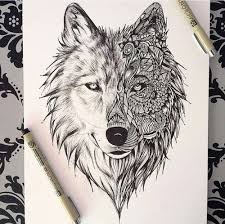 I Love That This Wolf Is Half Realistic And Half Tribal It S So Creative And Pretty Geometric Wolf Tattoo Wolf Tattoos Wolf Tattoo Design