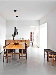 wood concrete scandinavian dining room minimalist dining room modern dining room