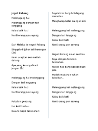 Dari melaka ke negeri pahang. Lirik Joget Pahang