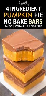 These baked pumpkins with spinach, mushrooms, and cheese can be started in advance too. Healthy 4 Ingredient No Bake Pumpkin Pie Bars Paleo Vegan Gluten Free
