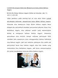 Contoh interview dalam bahasa inggris beserta artinya. Contoh Percakapan Interview Wawancara Kerja Dalam Bahasa