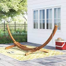 Lazy daze hammocks 10 foot hammock stand. Arlmont Co Samira Curved Arc Wood Hammock Stand Reviews Wayfair